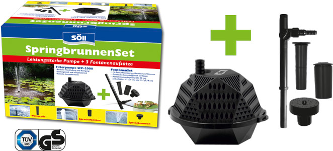 Springbrunnen Set (SFP Pumpe 2.000l und Fontänen Set)*