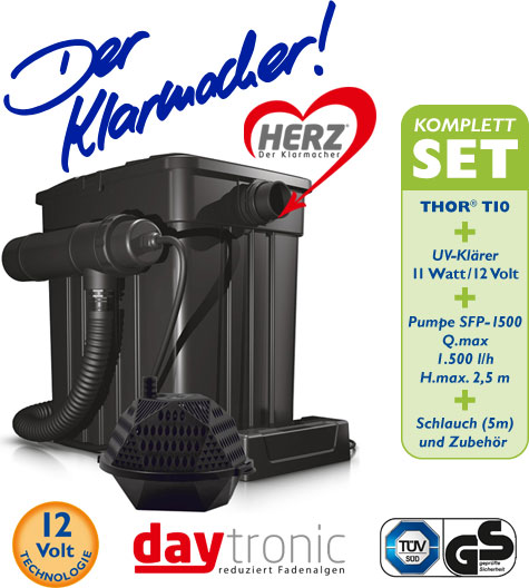 Filterset THOR T10 Filterkomplettset mit HERZ-Technologie inkl.SFP Pumpe 1.500l und UV-Klärer 11W